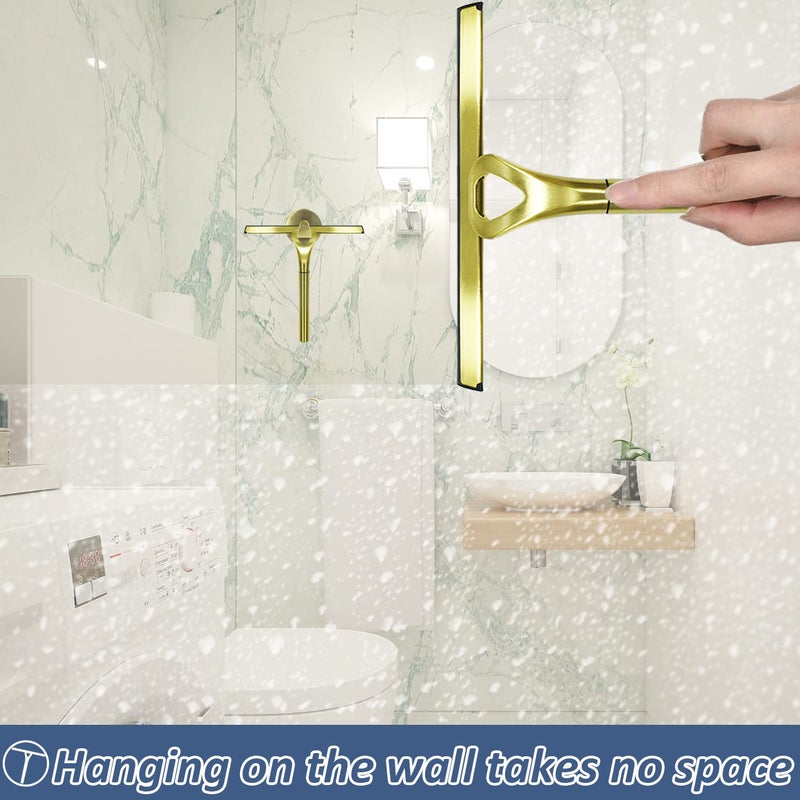 HomDSim Stainless Steel Shower Squeegees All-Purpose Mirror/Window/Glass Wiper Scraper Golden Shower Squeegee - Image 5